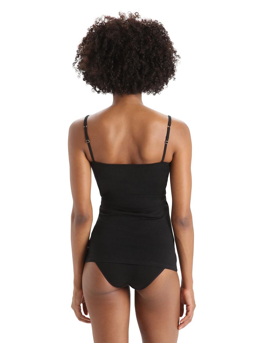 Black Icebreaker Merino Siren Cami Singlet Women's Underwear | AU 1699UZGT